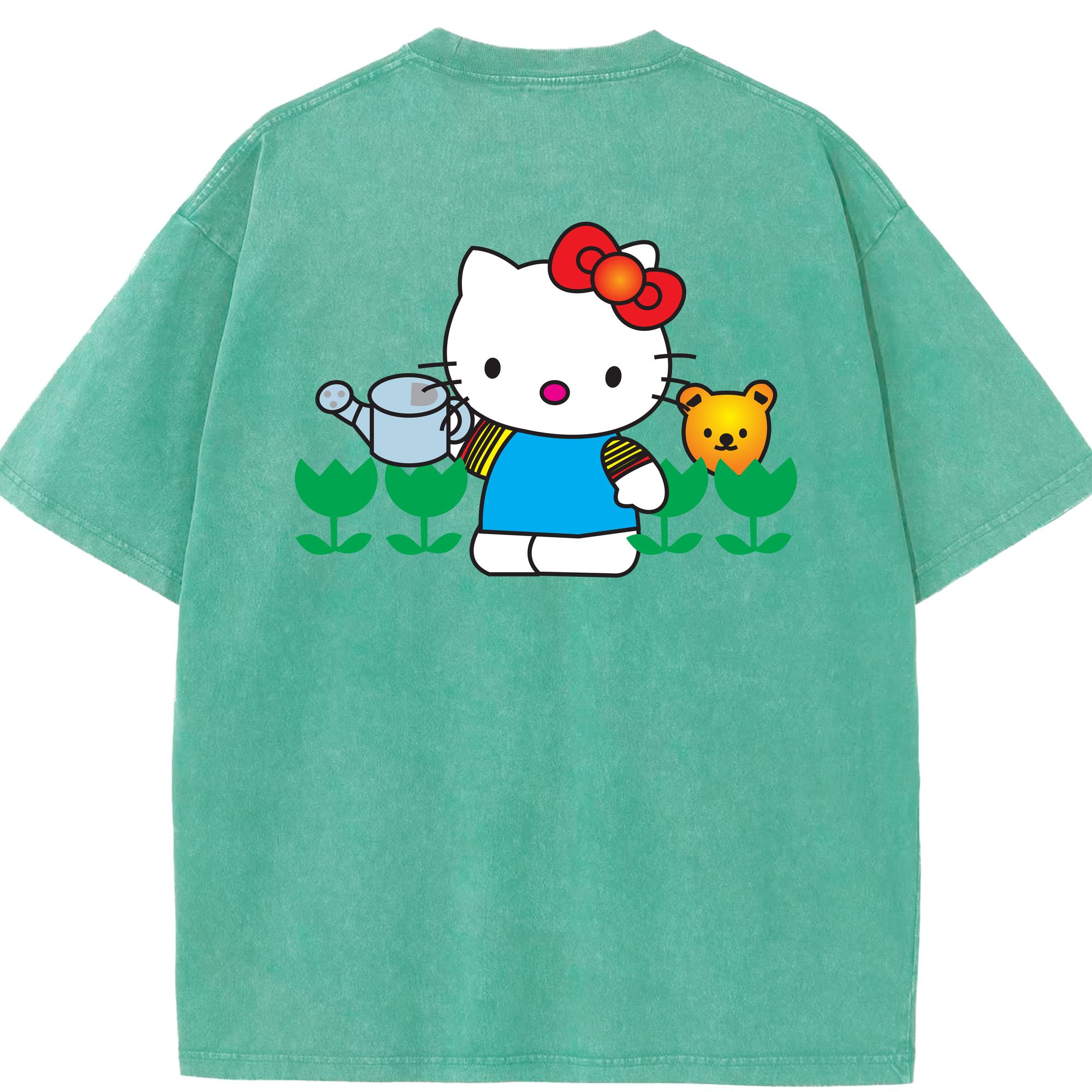 （画像用） Hello Kitty ハローキティ 綿100% ヴィンテージ風 半袖Tシャツ（背面プリント）
